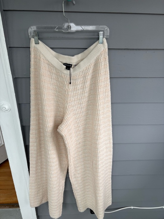 PrettyLittleThing Pants - PrettyLittleThing Cream Knit Wide-Leg Pants